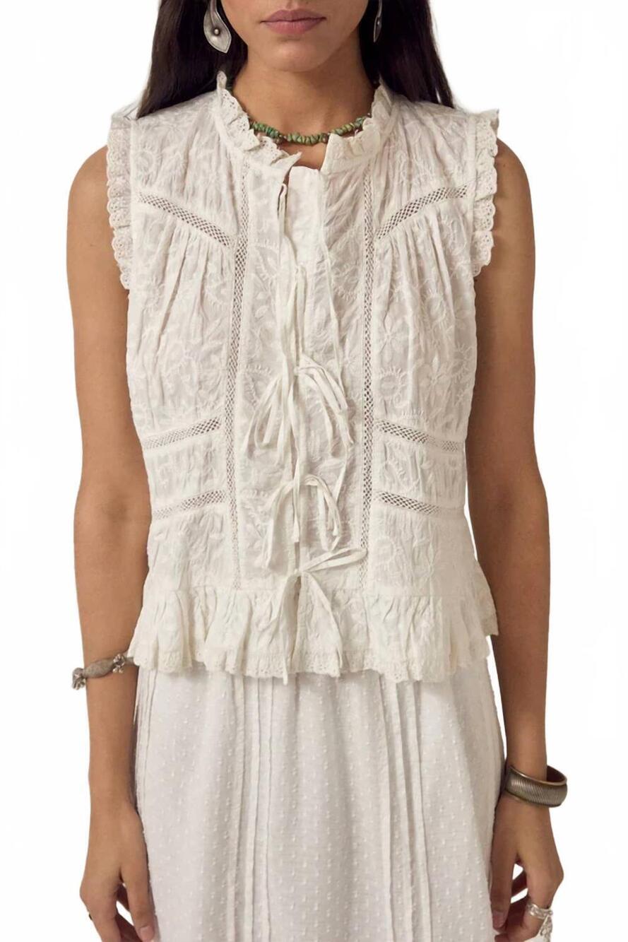 NEW MAISON HOTEL camila embroidered top in ivory